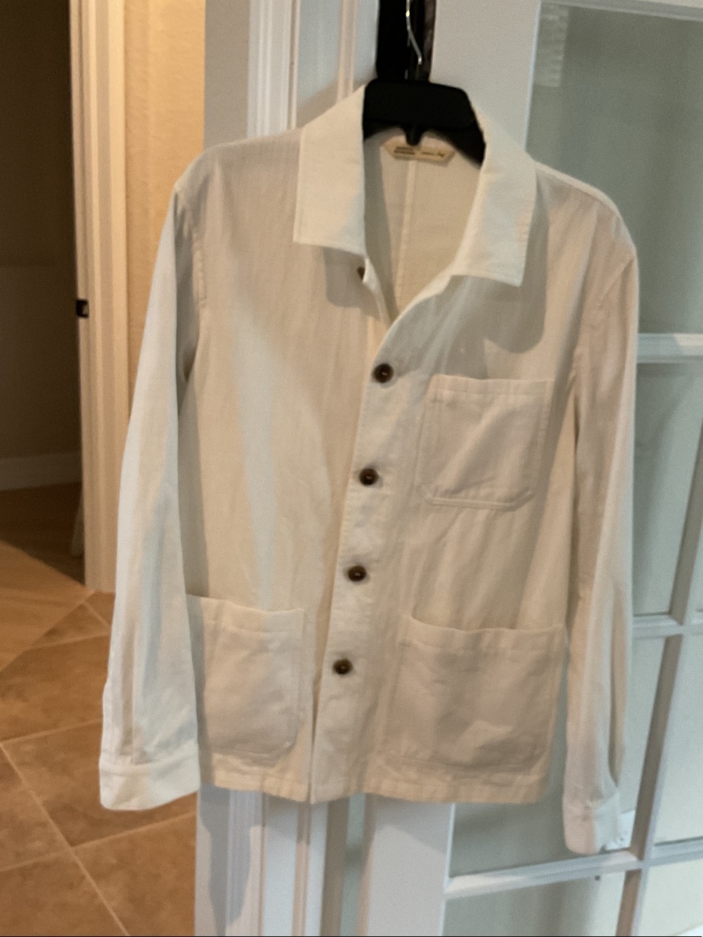 MAURIZIO BALDASSARI chore jacket, off white, size 50 IT (US Medium)